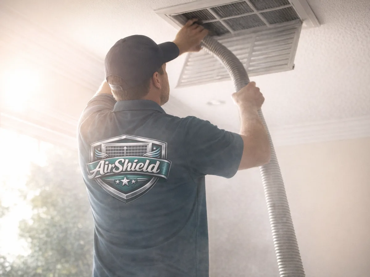 air duct cleaning technician on the job in San Rafael, CA